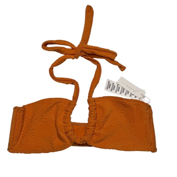 Juillet June Bikini Top Poppy Terry Orange Large Vacation Resort Summer - Picture 1 of 5